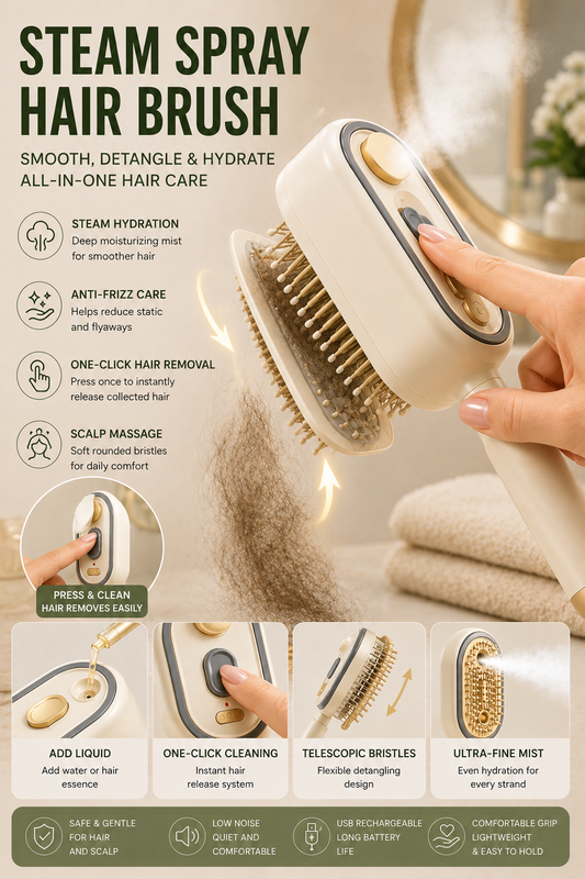 Steam Hair Brush Pro – Electric Hair Straightener and Detangling Brush