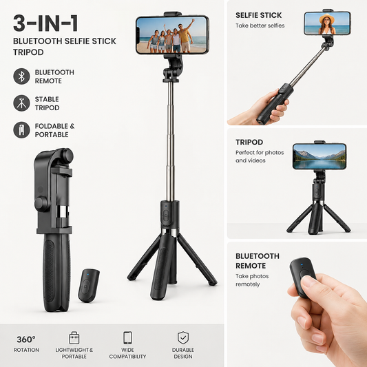 3-in-1 Bluetooth Selfie Stick & Tripod