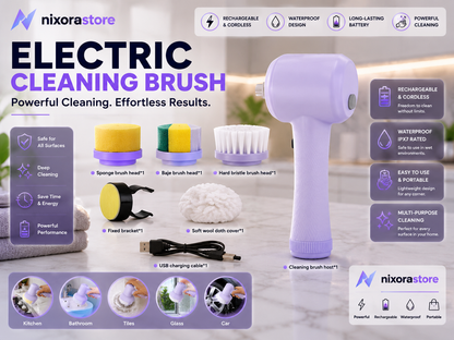 Nixora SpinClean™ Pro – 4-in-1 Cordless Cleaning Brush